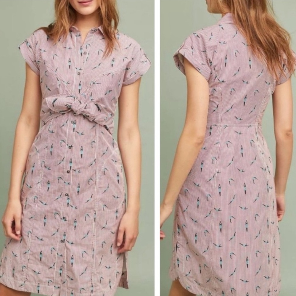 Maeve Anthropologie Pink and White Striped Diver Dress - See Measurements for Sz